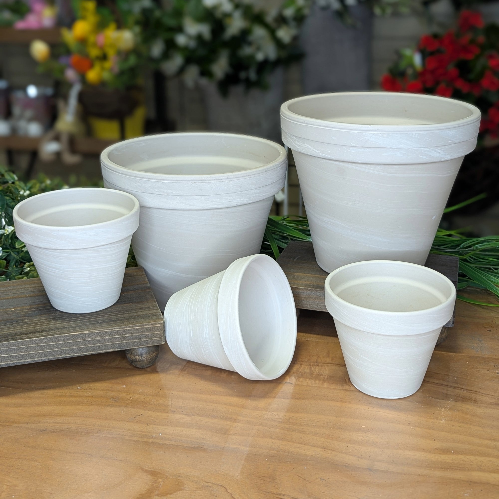white clay planter pots Standard white granite terracotta pot – Jardineries Botanix