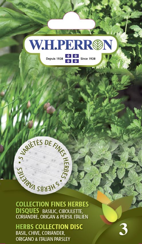 Collection fines herbes disques : Basilic, Ciboulette, Coriandre, Origan & Persil Italien - Semences