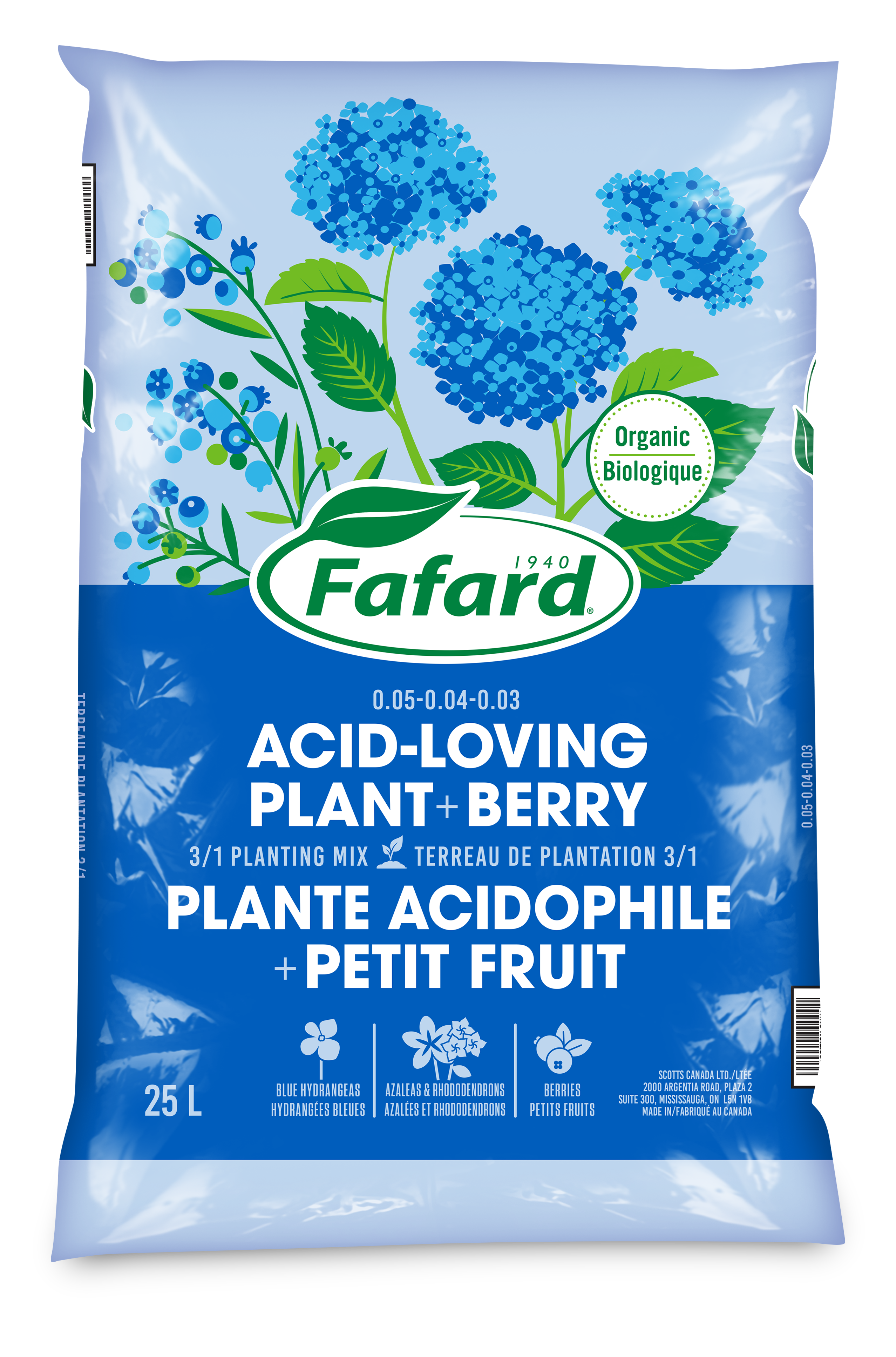 fafard 52 potting mix 3/1 Acid loving plant and berry organic soil mix
