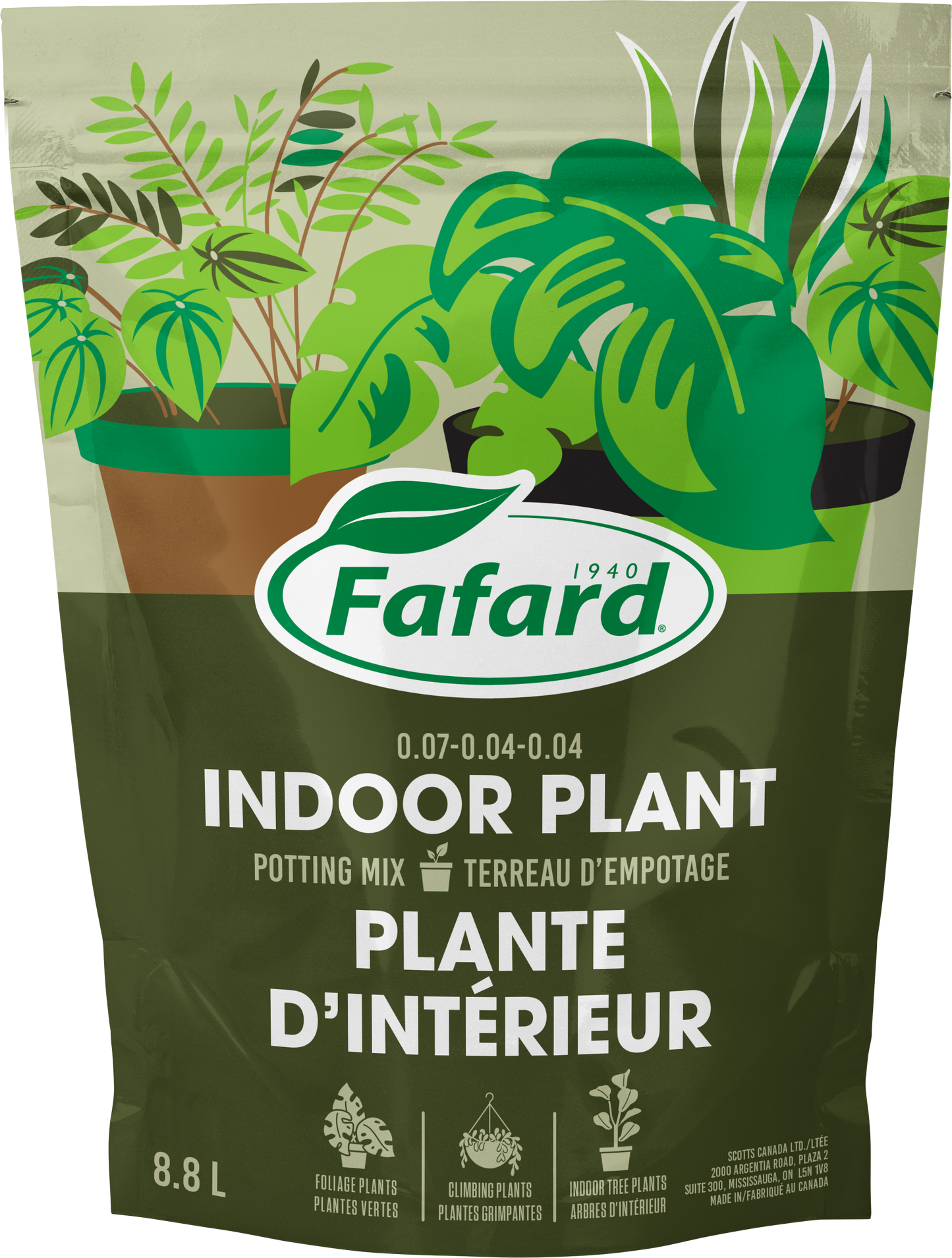 Terreau d'empotage pour plantes d'intérieur et tropicales
