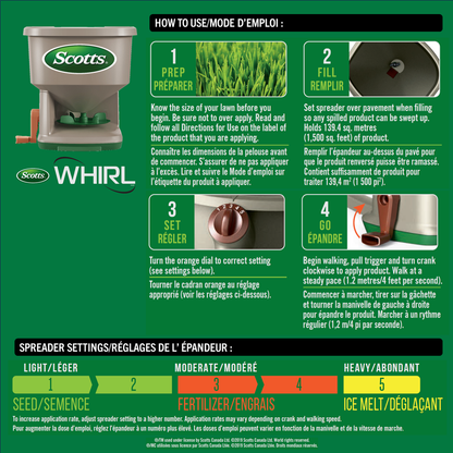 Scotts® Whirl™ hand-powered fertilizer and seed spreader