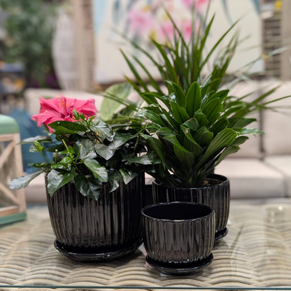 Collection Ruby - Cache-pot en céramique avec soucoupe